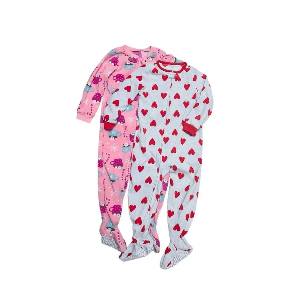 Lot Carter’s Girl Fleece Sleeper Footed Pajama Sz 4 / 4T
